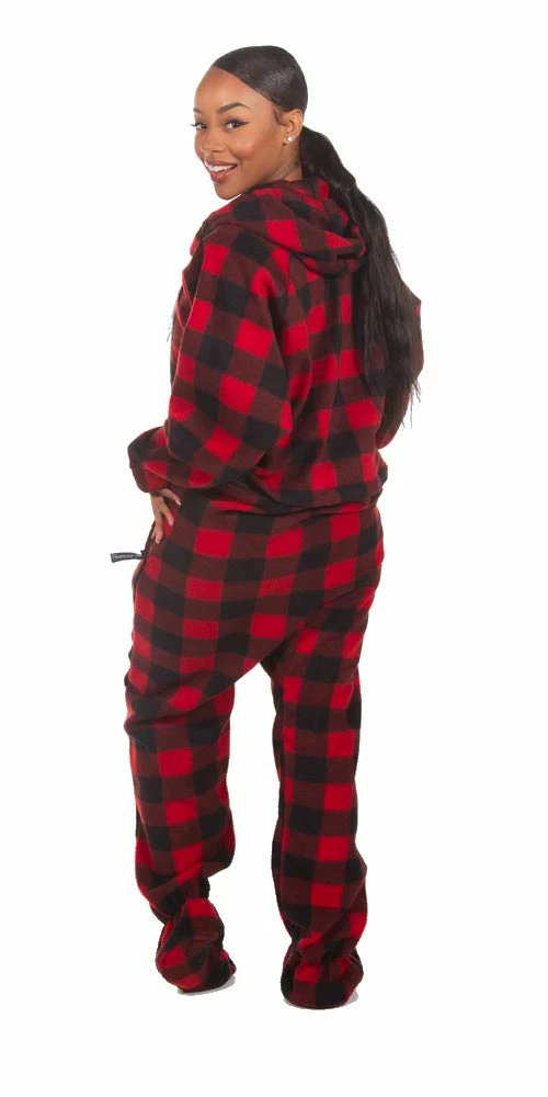 Hot Sale π Forever Lazy And Uni-Lazy Buffalo Plaid Footed Adult Onesies Pajama Unisex Small π― - Image 2