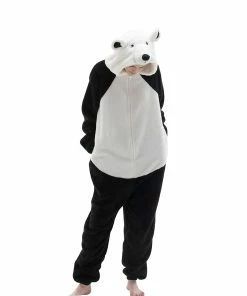 Budget 🔥 Pajama City Snug Fit Unisex Adult Onesie Pajamas, Cosplay Animal One Piece 🎃 Halloween Costume Sleepwear Homewear Black/White Large Black/White 😍