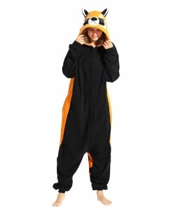 Brand new 🔔 PajamaCity Orange Raccoon - Animal Onesie Pajamas For Adults S-orange Raccoon Onesie ⭐