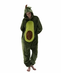 Outlet ⭐ COSUSKET Snug Fit Unisex Adult Onesie Pajamas, Cosplay Animal One Piece 🦇 Halloween Costume Sleepwear Homewear Avocado Avocado 🎁