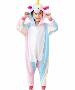 Coupon ✨ PajamaCity Pink & Blue Rainbow Unicorn | Kids Onesie ⭐