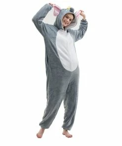 Hot Sale β€οΈ PajamaCity Snug Fit Unisex Adult Onesie Pajamas, Flannel Cosplay Animal One Piece π§ Halloween Costume Sleepwear Homewear Dumbo Small Dumbo π₯