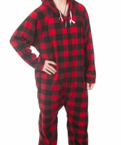 Hot Sale 🎁 Forever Lazy And Uni-Lazy Buffalo Plaid Footed Adult Onesies Pajama Unisex Small 💯