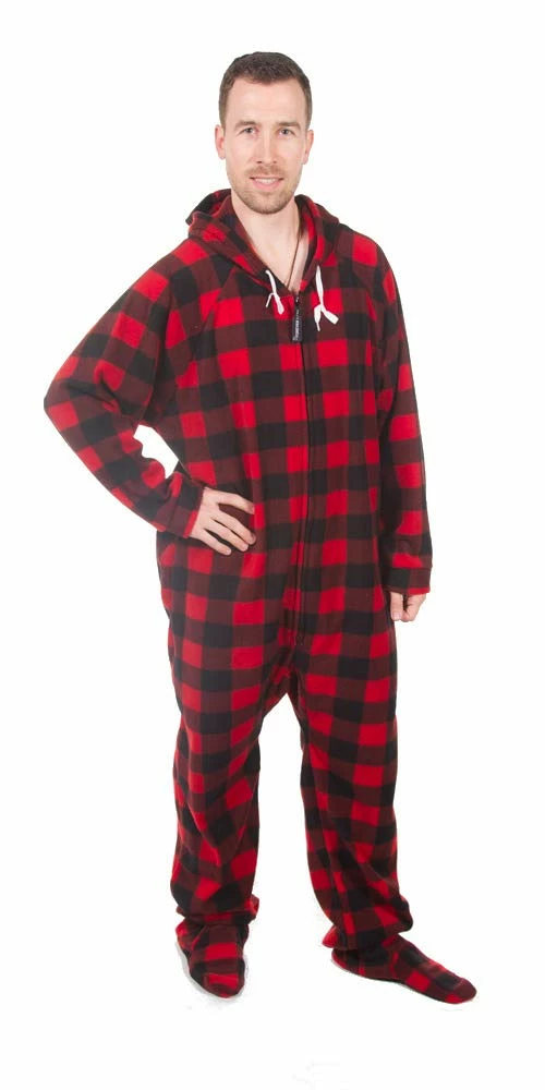 Hot Sale π Forever Lazy And Uni-Lazy Buffalo Plaid Footed Adult Onesies Pajama Unisex Small π―