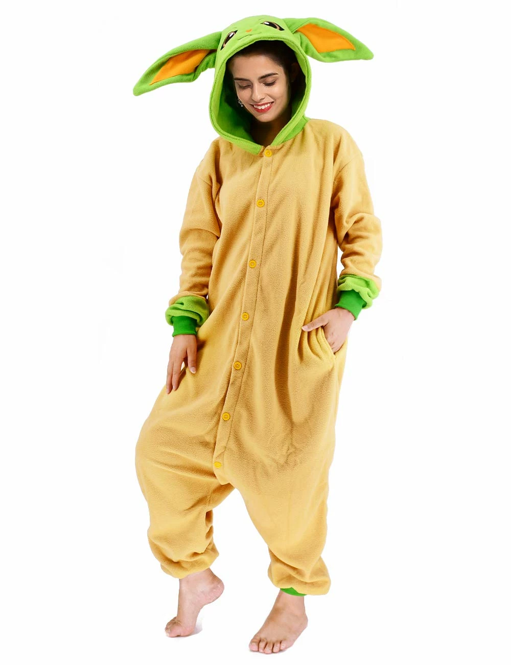 Best deal π Pajama City Yoda | Adult Onesie Costume | Large And X-Large New Yoda Onesies π - Image 2