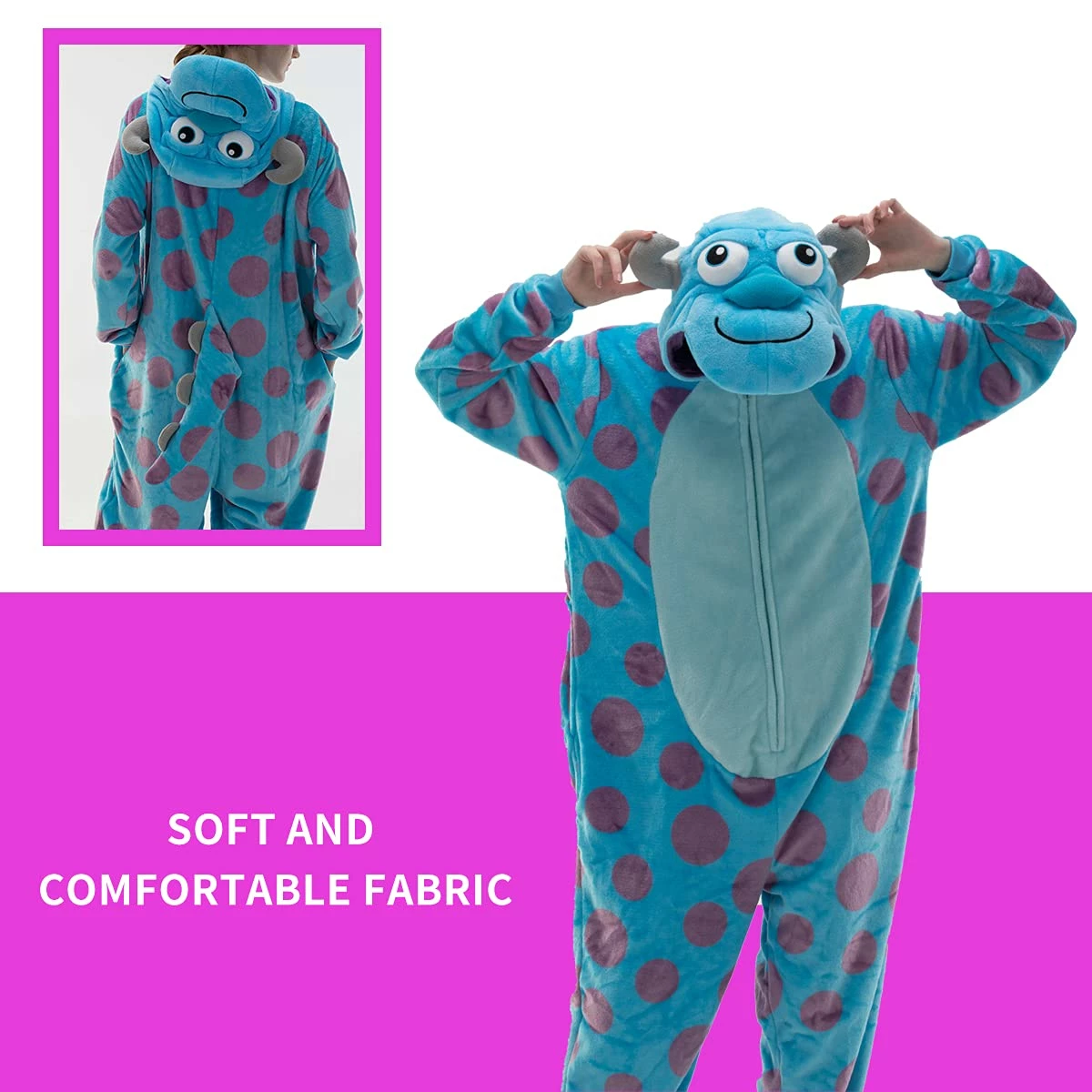 Promo 𧨠COSUSKET Snug Fit Unisex Adult Onesie Pajamas, Cosplay Animal One Piece π¦ Halloween Costume Sleepwear Homewear Sulley Sullivan 4-5T β - Image 7
