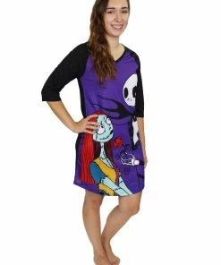 Wholesale 🔔 PajamaCity Nightmare Before 🎄 Christmas 👩 Women's 3/4 Sleeve Dorm Nightgown Pajamas 😀