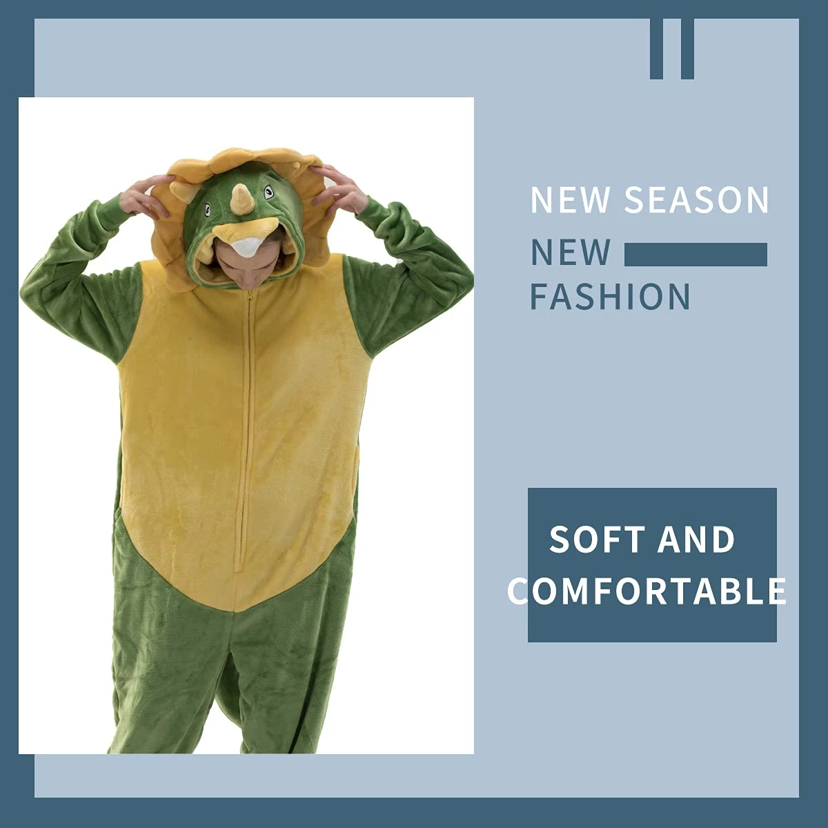 Cheap 𧨠Pajama City Snug Fit Unisex Adult Onesie Pajamas, Cosplay Animal One Piece π Halloween Costume Sleepwear Homewear Triceratops Triceratops 𧨠- Image 2