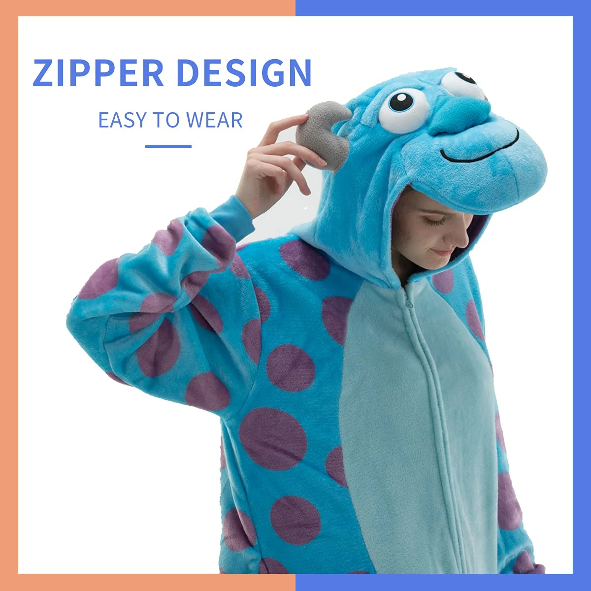 Promo 𧨠COSUSKET Snug Fit Unisex Adult Onesie Pajamas, Cosplay Animal One Piece π¦ Halloween Costume Sleepwear Homewear Sulley Sullivan 4-5T β - Image 2