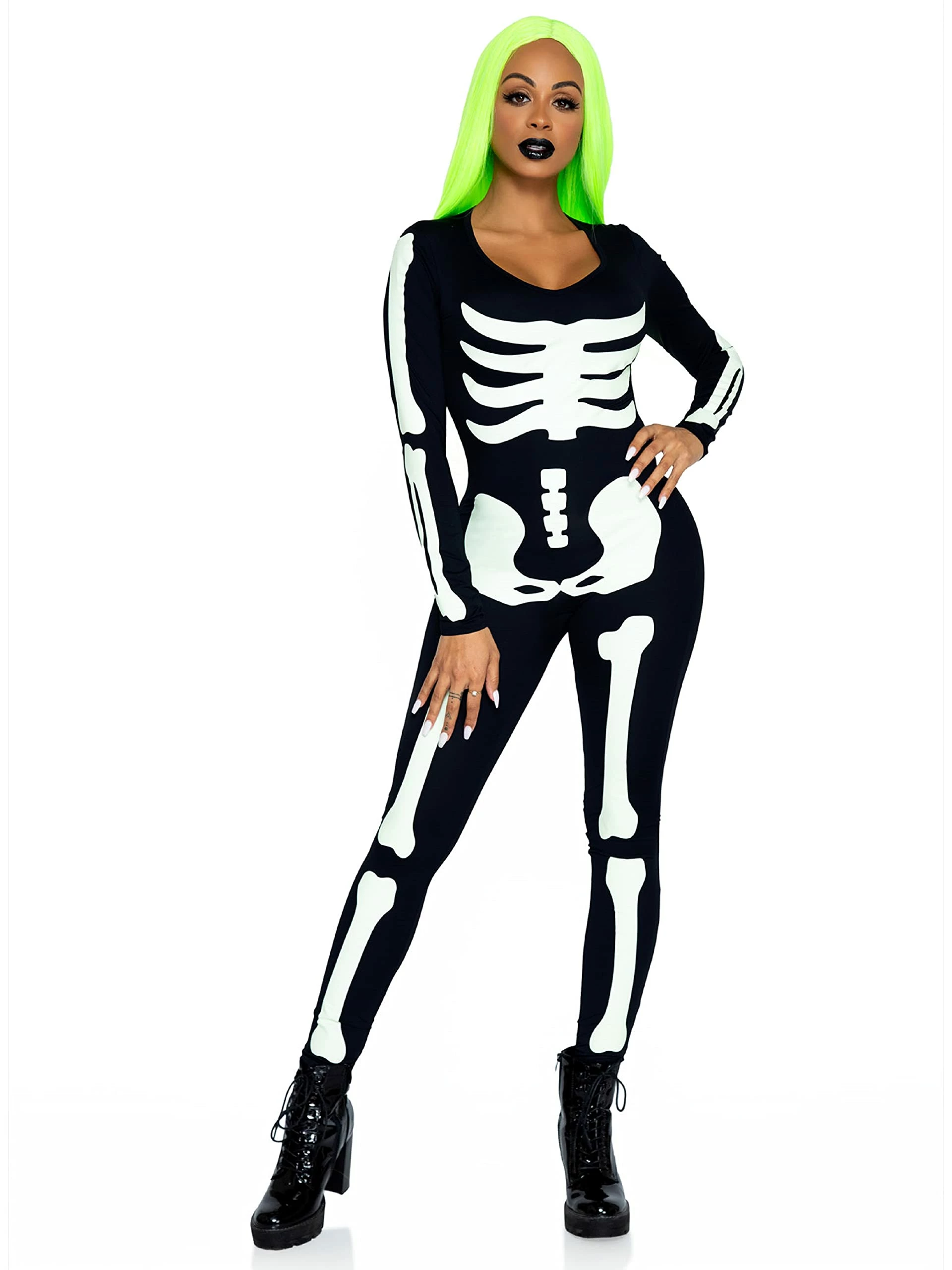 Best deal β PajamaCity π© Women's Glow In The Dark Skeleton Bodysuit π¦ Halloween Pajama And Costume Black/White π
