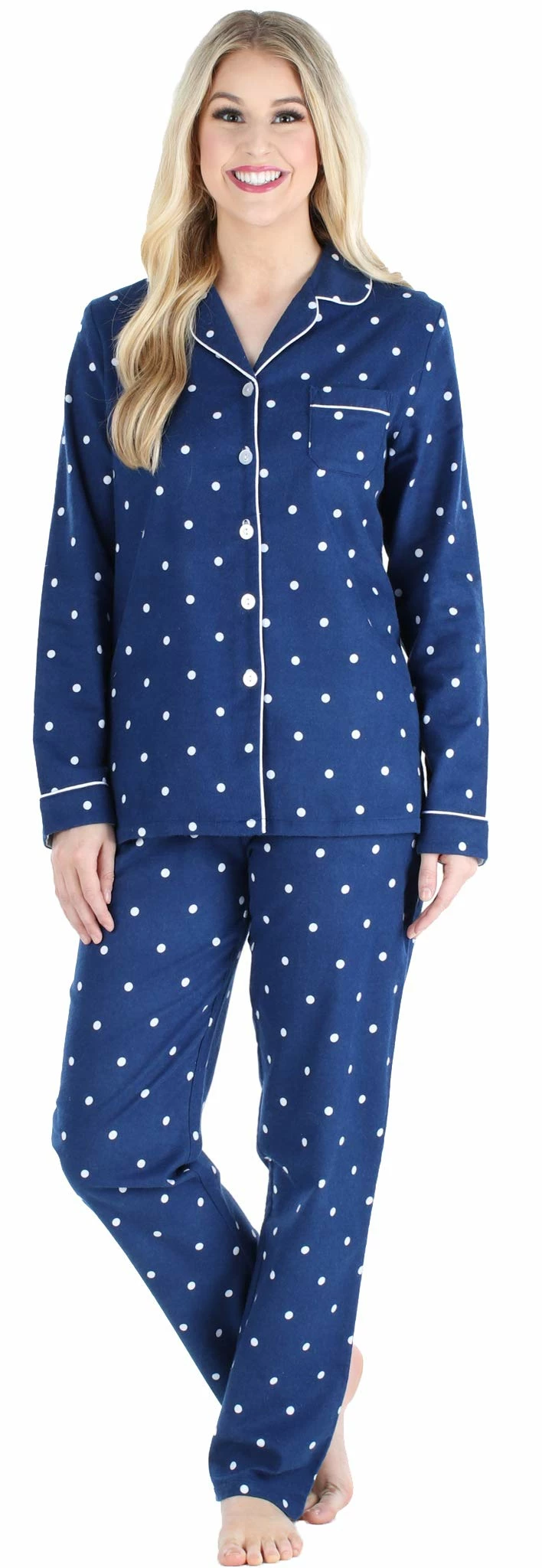 Outlet π PajamaMania Navy Polka Dot Flannel Pajamas | XX-Large π€©