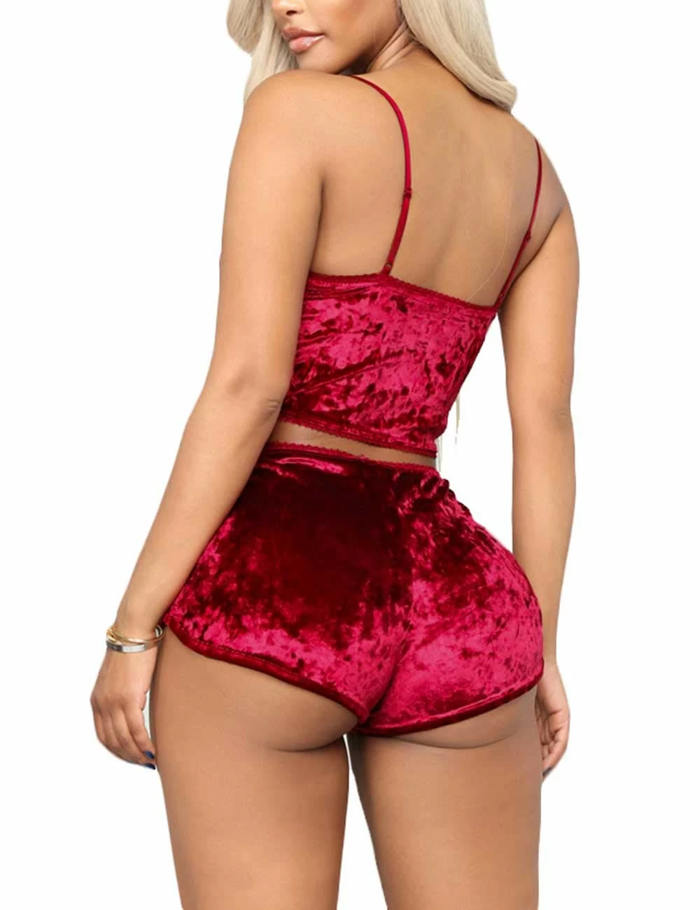Best Sale π₯ PajamaCity π© Women's Spaghetti Strap Sleeveless Crop Top π Christmas Pajamas 1&red 𧨠- Image 3