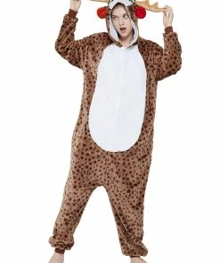 Discount ⭐ ANBOTA Brown Reindeer | Adult 🎁 Christmas Onesie For 👩 Womens | Small ⭐
