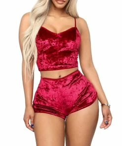 Best Sale 🔥 PajamaCity 👩 Women's Spaghetti Strap Sleeveless Crop Top 🔔 Christmas Pajamas 1&red 🧨