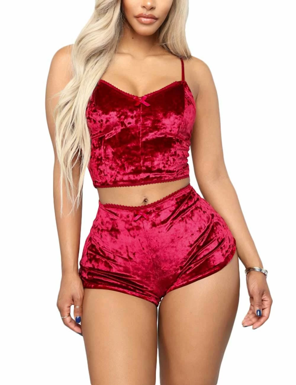Best Sale π₯ PajamaCity π© Women's Spaghetti Strap Sleeveless Crop Top π Christmas Pajamas 1&red π§¨