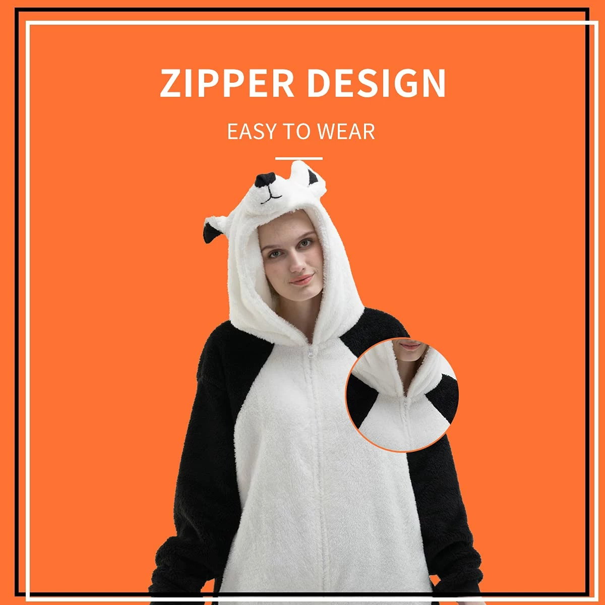 Budget π₯ Pajama City Snug Fit Unisex Adult Onesie Pajamas, Cosplay Animal One Piece π Halloween Costume Sleepwear Homewear Black/White Large Black/White π - Image 3