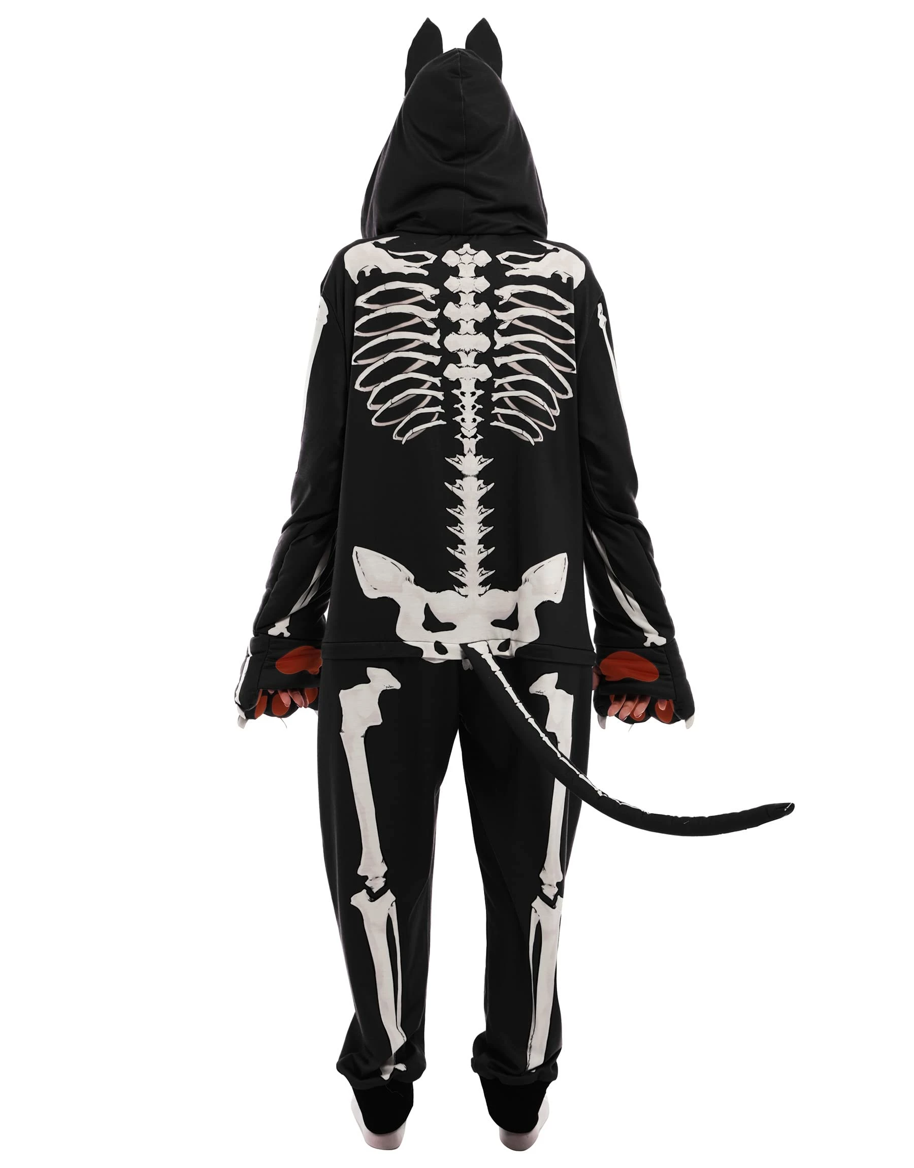 Hot Sale π PajamaCity Haikyuu π¦ Halloween π© Women Skull Cat Onesie Skeleton Pajama Cosplay Costume Loungewear Hooded Kigurumi Jumpsuit Homewear X-Large Black β¨ - Image 2