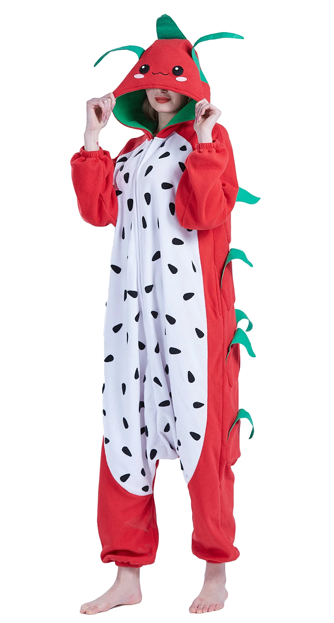 Buy π PajamaCity Unisex Adult Onesies Pajamas, π§ Halloween π Christmas Anime Cosplay Costumes One Piece Homewear Jumpsuit Pitaya Medium π - Image 4