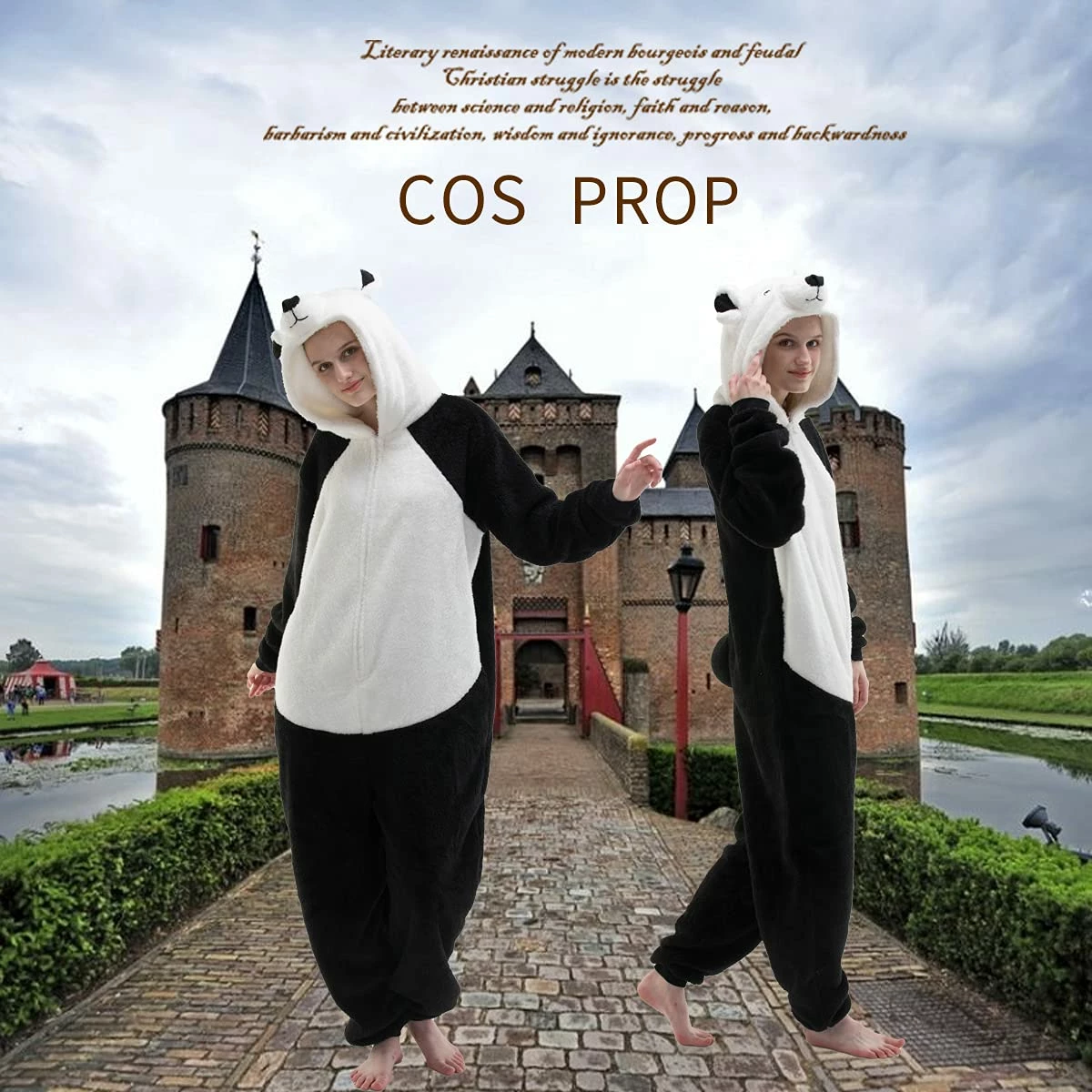 Budget π₯ Pajama City Snug Fit Unisex Adult Onesie Pajamas, Cosplay Animal One Piece π Halloween Costume Sleepwear Homewear Black/White Large Black/White π - Image 4