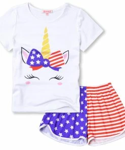 Hot Sale 💯 PajamaCity Independence Day Pajamas ☀️ Summer Onesie For Kids Unicorn Flag ⌛