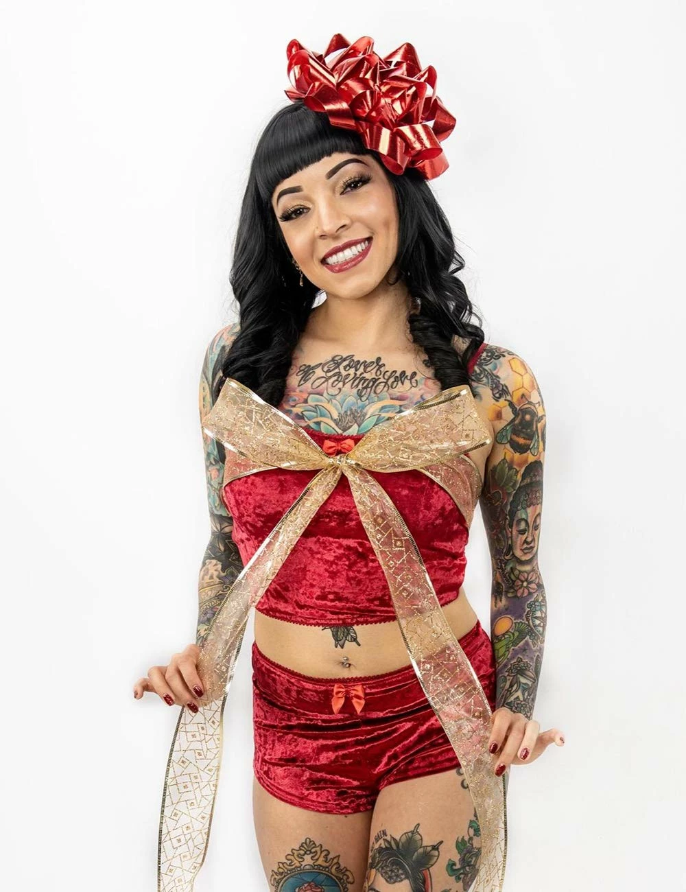 Best Sale π₯ PajamaCity π© Women's Spaghetti Strap Sleeveless Crop Top π Christmas Pajamas 1&red 𧨠- Image 5