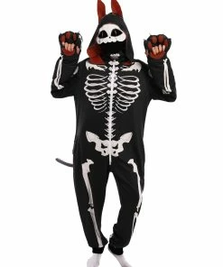 Hot Sale 🛒 PajamaCity Haikyuu 🦇 Halloween 👩 Women Skull Cat Onesie Skeleton Pajama Cosplay Costume Loungewear Hooded Kigurumi Jumpsuit Homewear X-Large Black ✨