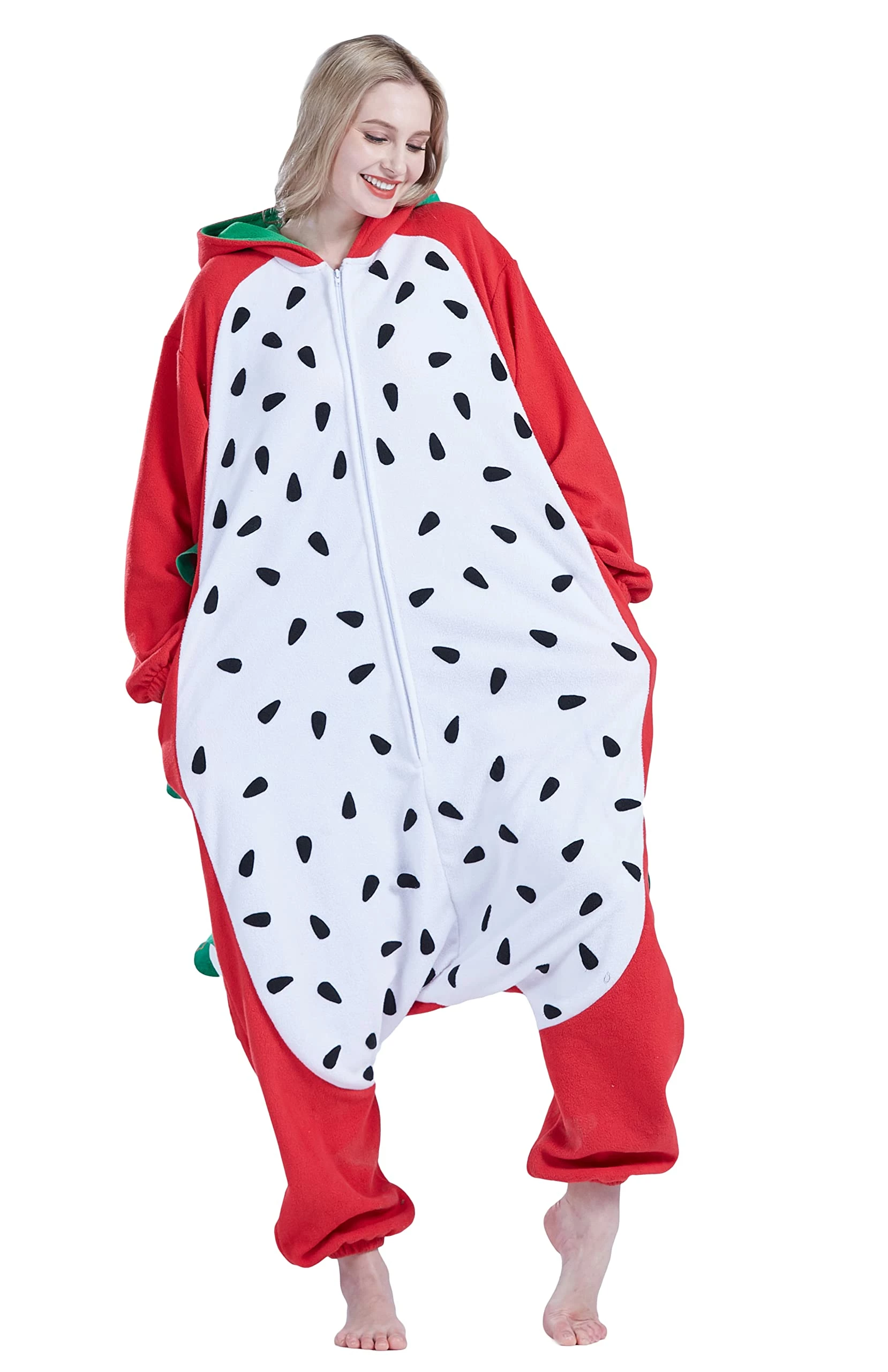 Buy π PajamaCity Unisex Adult Onesies Pajamas, π§ Halloween π Christmas Anime Cosplay Costumes One Piece Homewear Jumpsuit Pitaya Medium π - Image 6