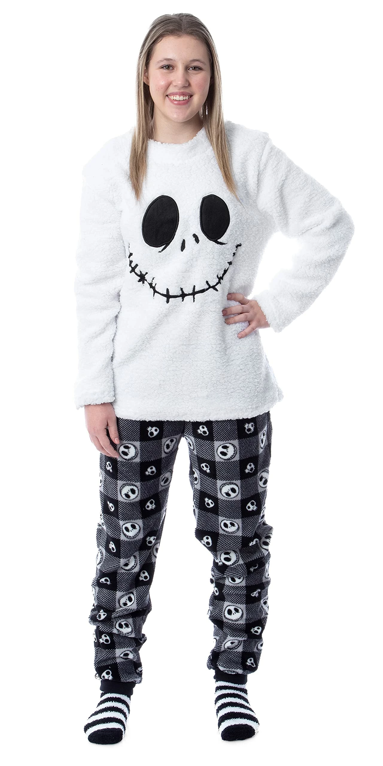 Budget π PajamaCity Nightmare Before π Christmas Adult Jack Skellington 3 Piece Minky Pants, Sherpa Pullover, And 𧦠Socks Pajama Set π