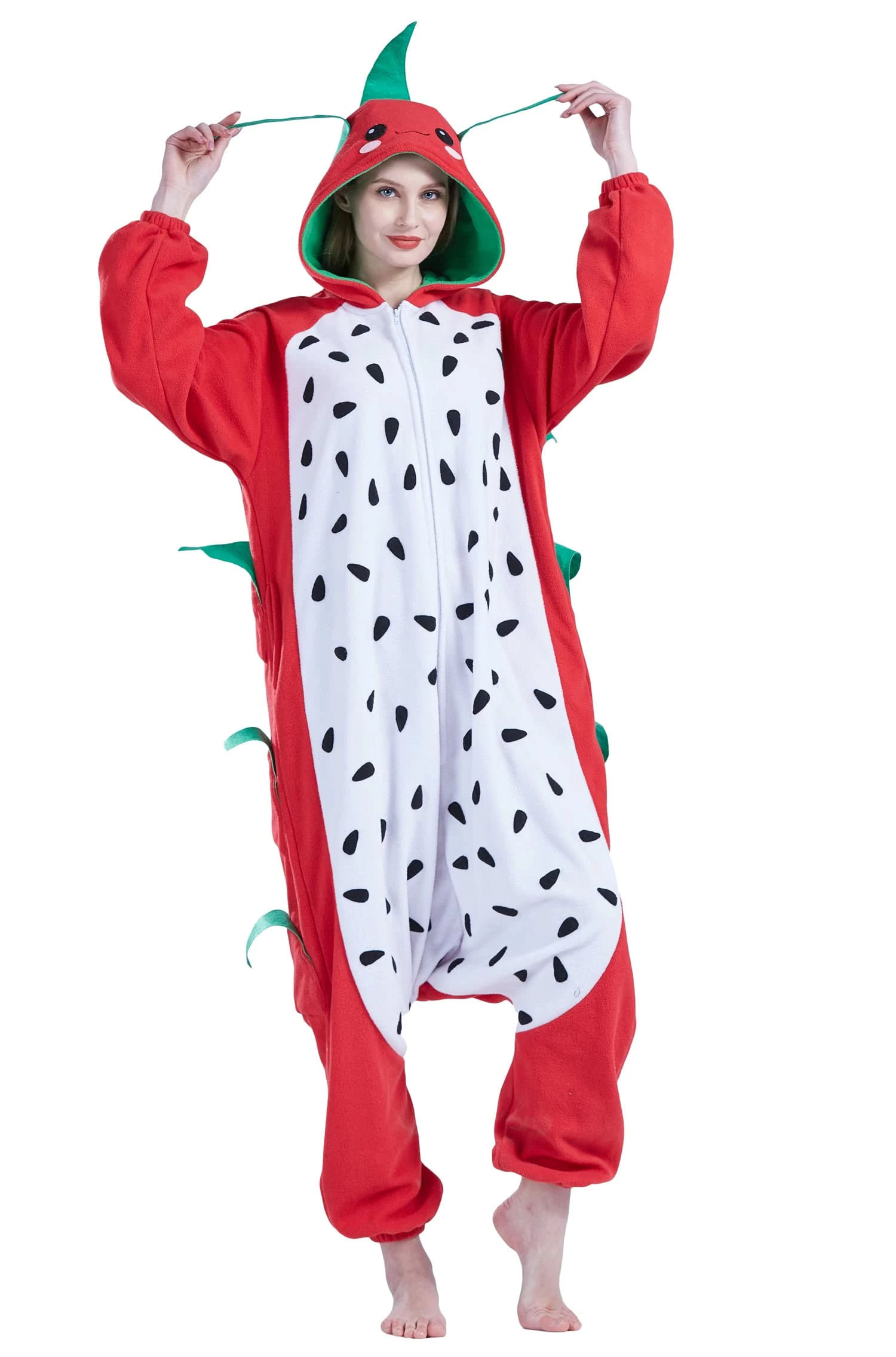 Buy π PajamaCity Unisex Adult Onesies Pajamas, π§ Halloween π Christmas Anime Cosplay Costumes One Piece Homewear Jumpsuit Pitaya Medium π - Image 3