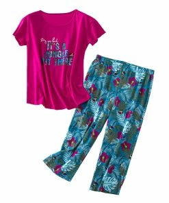 Coupon 💯 PajamaCity 👩 Women's Plus Size Pajama Sets Capri Pants With Short Tops Cotton 🎉