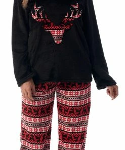 Deals 🔔 Just Love Black And Red Reindeer | Adult 🎄 Christmas Pajamas For 👩 Womens | 1X ⭐