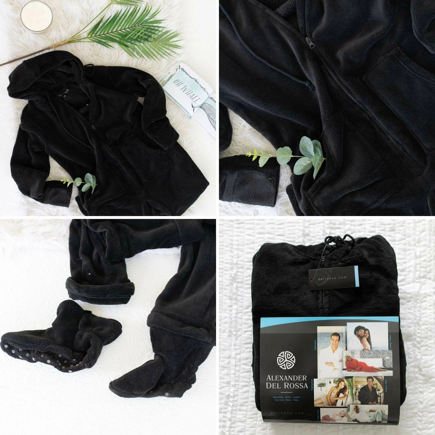 Outlet π Alexander Del Rossa π© Women's Warm Fleece One Piece Footed Pajamas, Adult Onesie With Hood For Winter Large π Christmas Plaid Red And Green Footed π - Image 5