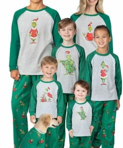 Cheap 🔔 PajamaCity Holiday Grinch Family Matching Pajamas Soft - Family 🎅 Christmas Pajamas Gray ✨