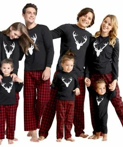 Budget 😀 IFFEI Reindeer Head Red & Black | Family 🎄 Christmas Pajamas | 👩 Women-Medium ✨