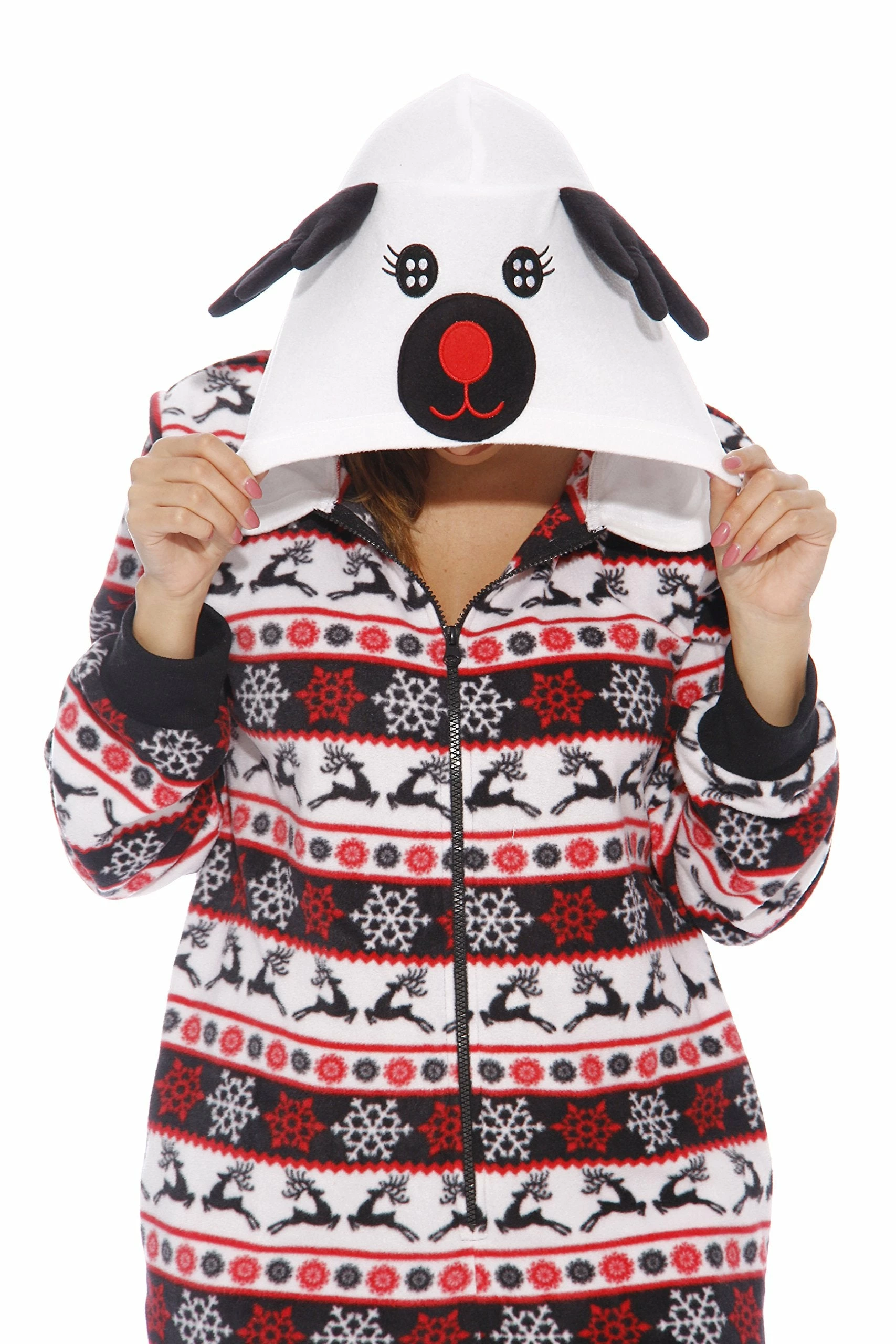 Hot Sale β€οΈ Just Love White Reindeer | Adult π Christmas Onesie For π© Womens | Medium π - Image 2