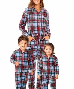 Discount β¨ Alexander Del Rossa π© Women's Warm Fleece One Piece Footed Pajamas, Adult Onesie With Hood For Winter X-Small π Christmas Plaid Red And Light Blue Footed π§¨