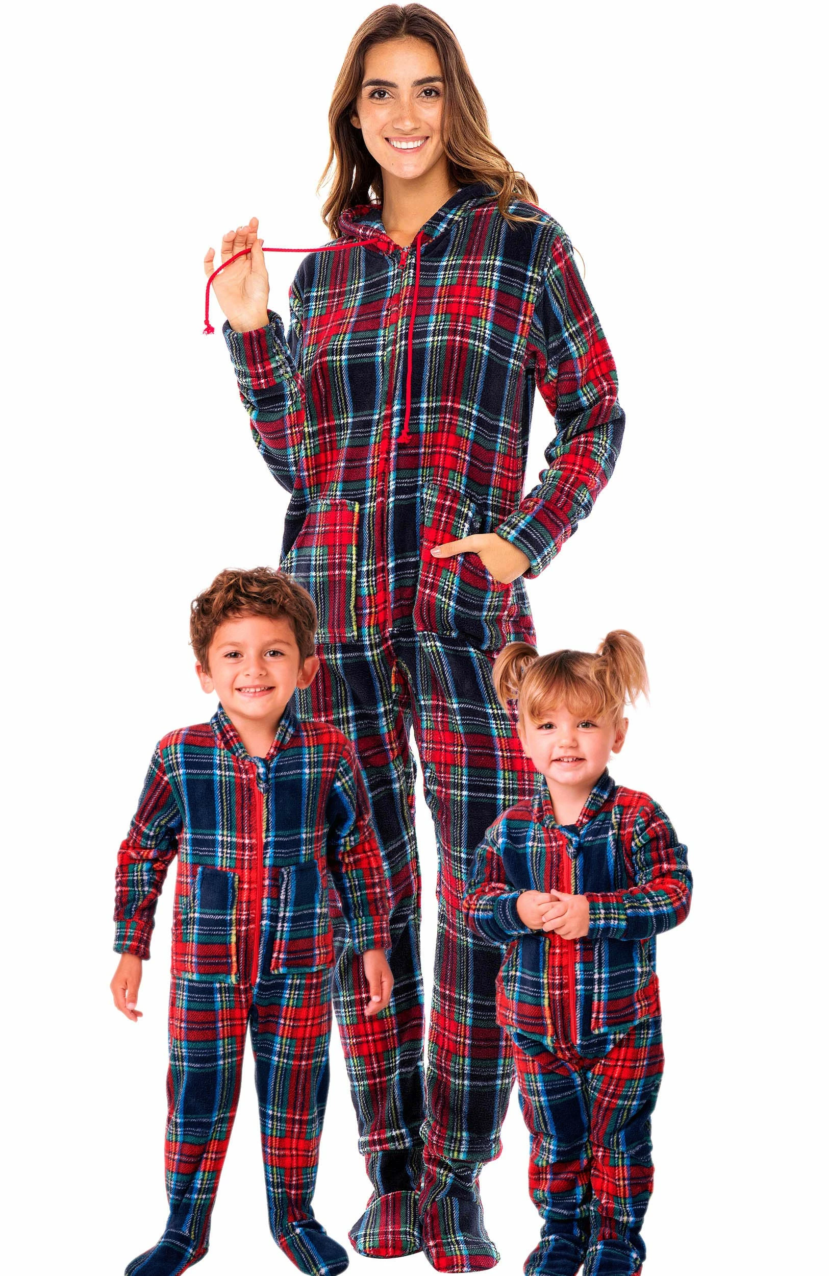 Wholesale π― Alexander Del Rossa π© Women's Warm Fleece One Piece Footed Pajamas, Adult Onesie With Hood For Winter 3X π Christmas Plaid Red And Green Footed β