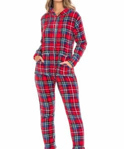 Budget π Alexander Del Rossa π© Women's Warm Fleece One Piece Footed Pajamas, Adult Onesie With Hood For Winter X-Large π
Christmas Plaid With Feet - π© Womens βοΈ