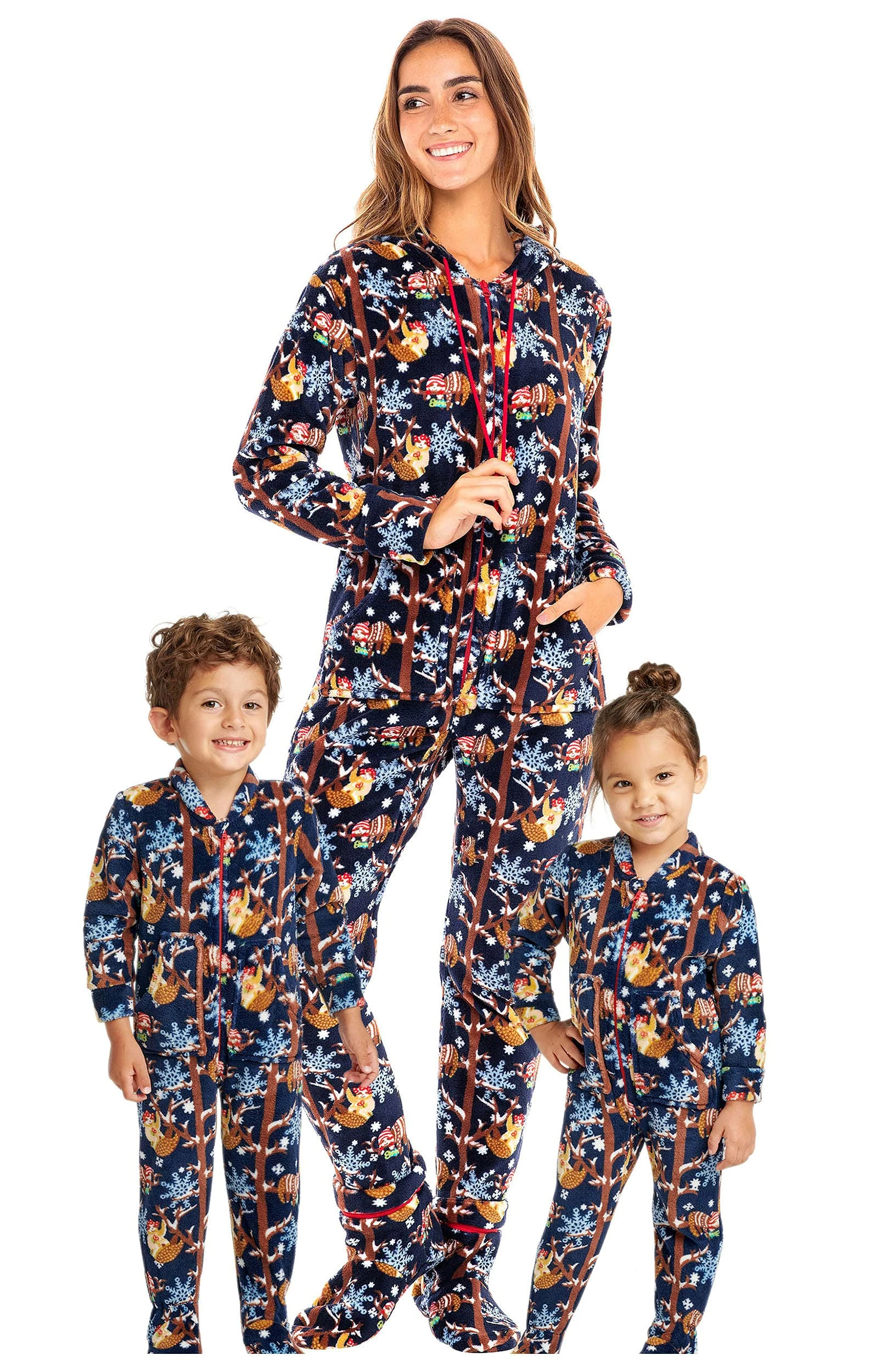 Deals π Alexander Del Rossa π© Women's Warm Fleece One Piece Footed Pajamas, Adult Onesie With Hood For Winter 2X π Christmas Sloth Footed π₯°