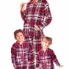 Hot Sale ✨ Alexander Del Rossa ???? Women's Warm Fleece One Piece Footed Pajamas, Adult Onesie With Hood For Winter Small ???? Christmas Plaid Red And White Footed ????
